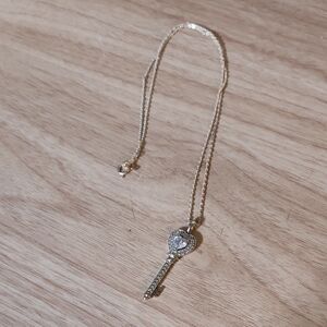 Elegant Sterling Silver  Heart Key Pendant Necklace